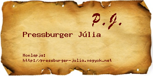 Pressburger Júlia névjegykártya